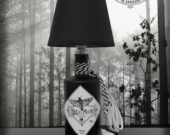 Table lamp bottle lamp SKULL MOTH lamp, skull upcycling table lamp / DIY / bottle lamp handmade great design, gift idea moth