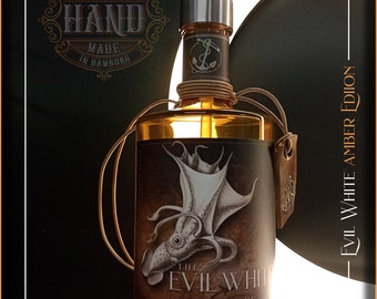Evil White SOAP DISPENSER, anchor upcycling DIY / handmade great design, gift idea real leather anchor pendant