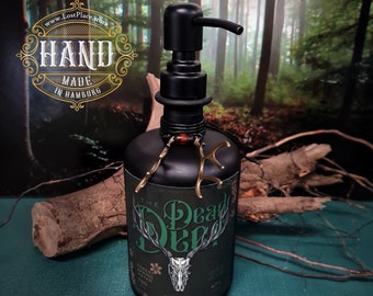 Soap dispenser apothecary bottle hand soap - DEAD DEER forest spirit soap dispenser bottle, GIN decorative bottle, lotion, mead, healer bottle, Vikings