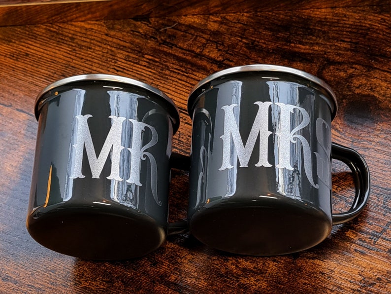 Enamel cups / couple cup, MR & MRS image 2
