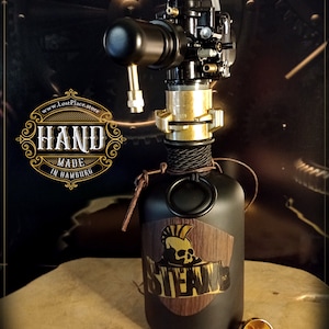 Soap dispenser glass hand soap black matt 500ml pharmacist bottle / Legendary Steampunk made of real carburetor, lotion bottle soap dispenser