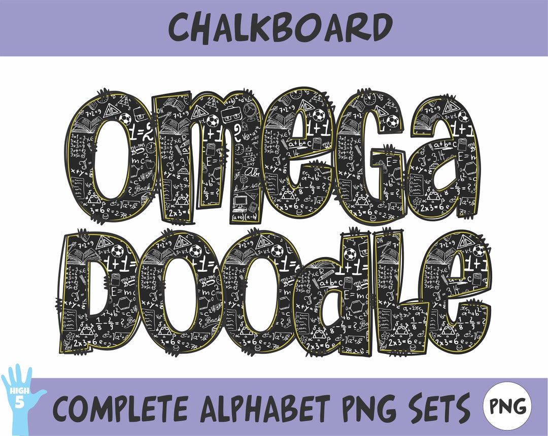 Teacher Doodle Letters Chalkboard Omega Series Pencil Etsy