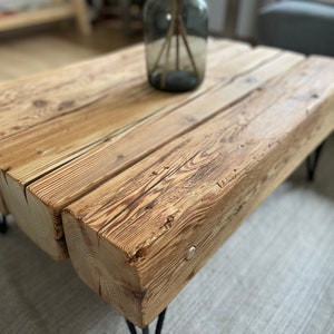 Upcycling coffee table living room table beams timber reclaimed wood rustic country house industrial image 5