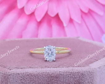 Anillo de compromiso de moissanita de corte ovalado de 1,2 ct, anillo solitario de moissanita ovalado, anillo solitario de corte ovalado, anillo de compromiso ovalado