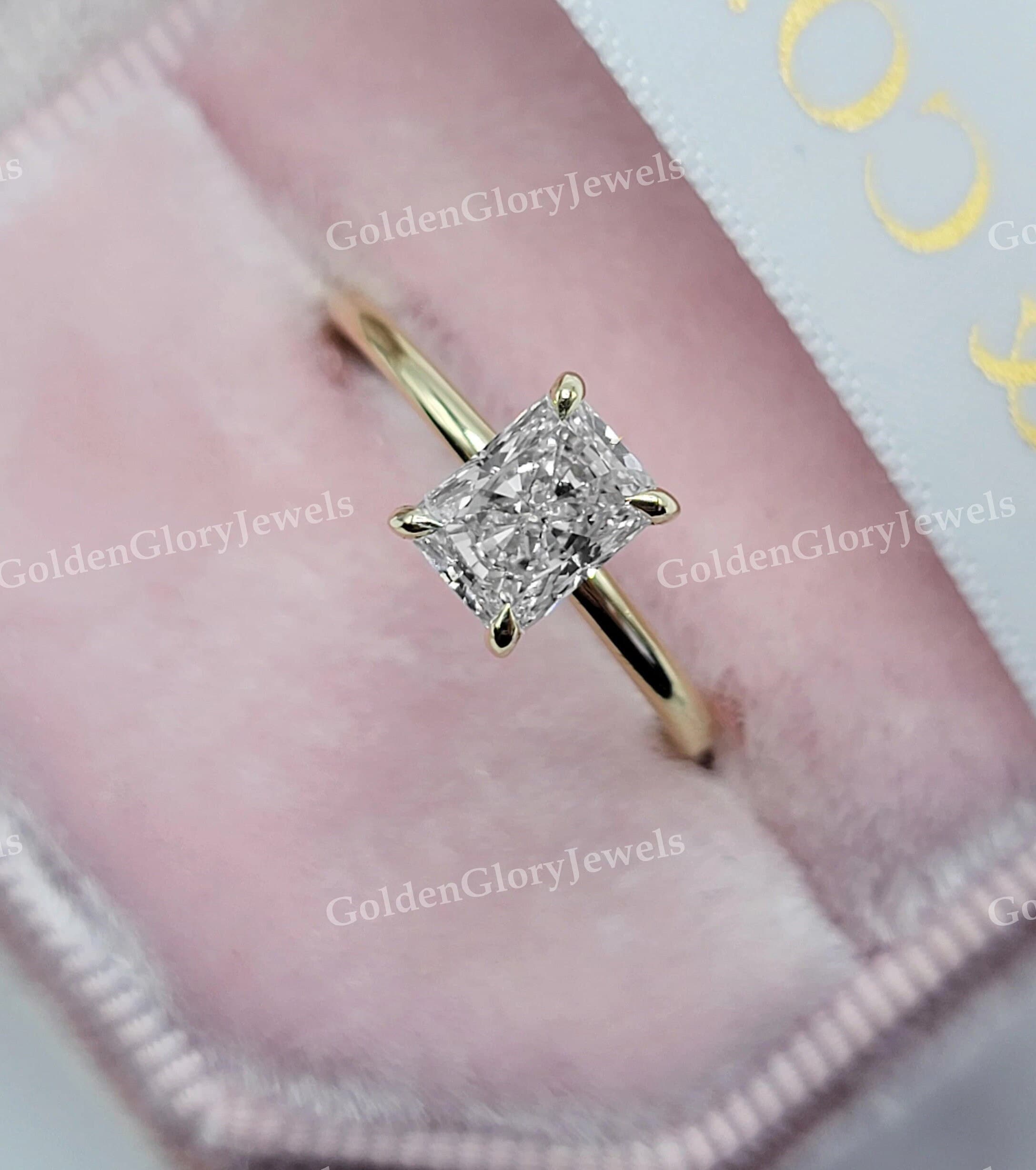 2 CT Radiant Cut Moissanite Ring, Radiant Cut Engagement Ring, Radiant Solitaire, 2ct Radiant Cut, Solitaire Engagement Ring
