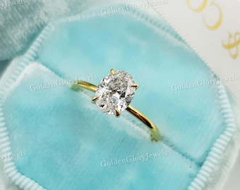 1.5ct Oval Cut Moissanite Engagement Ring, Oval Solitaire Moissanite Ring, 14k Solid Gold Ring, Anniversary Gift Ring, Daily Ring