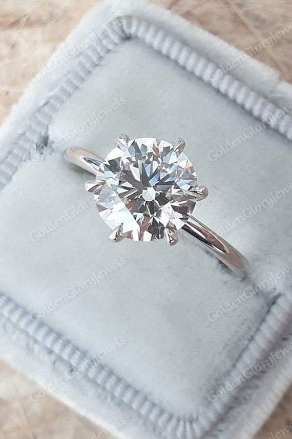 Ct Round Cut Moissanite Engagement Ring, Solitaire Moissanite