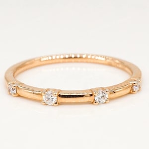 Moissanite Wedding Ring/ Thin Moissanite Band/ Real Gold Ring/ Tiny Simple Ring, Promise Ring, Wedding Ring, Engagement Ring