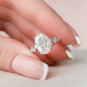 3Ct ovale geslepen Moissanite ring/ovale verlovingsring/klassieke cluster ovale ring/verborgen Halo trouwring/verjaardagsring/belofte ring voor haar