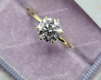 2ct Round Moissanite Ring, Round Engagement Ring, 14k Solid Gold Promise Ring,  Round Solitaire Moissanite Bridal Ring, 6 Prong Ring