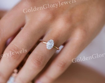 2ct Oval Cut Moissanite Engagement Ring, Oval Solitaire Moissanite Ring, 14k Solid Gold Ring, Anniversary Gift, Bridal Ring, Daily Ring