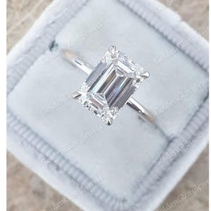 3 Karat Moissanite Verlobungsring, Smaragd Cut Moissanite Verlobungsring, 14k Solid Gold Ring, Jubiläumsgeschenk Ring, Brautring
