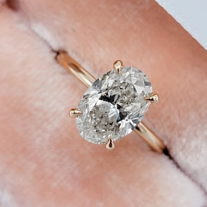 Oval Moissanite Engagement Ring, 4.7 Carat Oval Moissanite Wedding Ring,  Solitaire Moissanite Ring, Solid White Gold Moissanite Ring