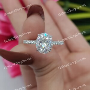 2.7ct Oval Cut Moissanite Ring, Oval Moissanite Ring, Wedding Ring, Anniversary Ring, Oval Engagement Ring, 10K/14K Solid Gold