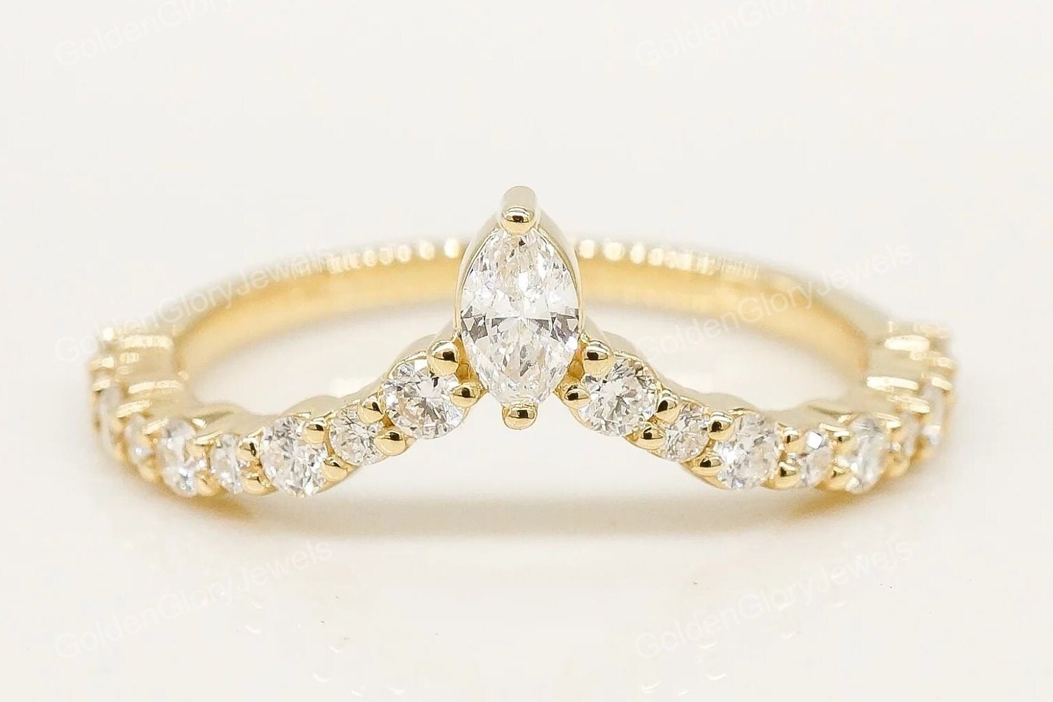 Solid 14K Gold Curved Wedding Band Womens Half Eternity Contour Wedding ...