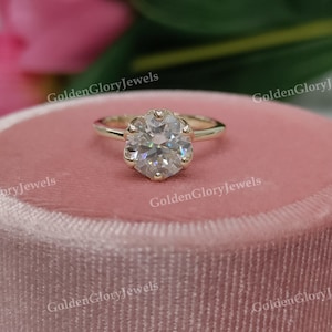 2ct Round Cut Moissanite Ring, Round Solitaire Moissanite Ring, Engagement Ring ,Anniversary Ring, Bridal Ring, 6 Prong Ring, Gift For Her