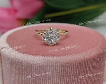 2ct Round Cut Moissanite Ring, Round Solitaire Moissanite Ring, Engagement Ring ,Anniversary Ring, Bridal Ring, 6 Prong Ring, Gift For Her