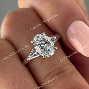 2.5ct Oval Cut Moissanite Engagement Ring, Oval Solitaire Moissanite Ring, 14k Solid Gold Ring, Anniversary Ring, Bridal Ring, Daily Ring