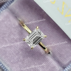 2CT Smaragdschliff Moissanite Verlobungsring, Smaragdschliff Verlobungsring, Smaragd Solitär, 2ct Smaragdschliff, Solitär Verlobungsring
