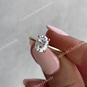 1 Ct Oval Moissanite Ring, Solitaire Oval Moissanite Engagement Ring for Women, Oval Cut Solitaire Ring, oval Engagement Ring, Gold Ring
