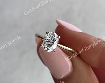 1 Ct Oval Moissanite Ring, Solitaire Oval Moissanite Engagement Ring for Women, Oval Cut Solitaire Ring, oval Engagement Ring, Gold Ring