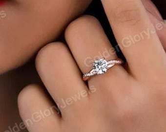 1.25 Ct Round Cut Moissanite Engagement Ring, Solitaire Moissanite Ring, Moissanite Wedding Ring, 4 Prong Promise Ring For Women