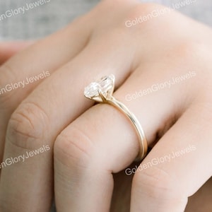 1.5CT Oval Cut Moissanite Ring, Oval Engagement Ring, Wedding Proposal Ring, Anniversary Ring, 14K Yellow Gold Ring, 6 Prong Oval Ring image 3