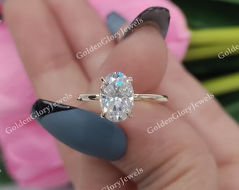 2.5ct Oval Cut Moissanite Engagement Ring, Oval Solitaire Moissanite Ring, 14k Solid Gold Ring, Anniversary Gift, Bridal Ring, Daily Ring