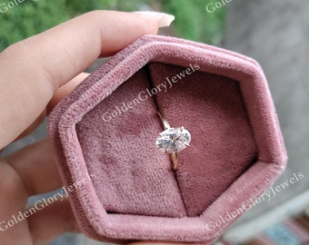 Anillo de moissanita ovalada de 1,85 ct, anillo solitario de moissanita ovalada para mujer, anillo solitario de corte ovalado, anillo de compromiso ovalado, anillo de oro