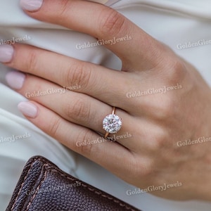 3.5ct Round Moissanite engagement Ring, Round cut moissanite Ring, Solid Gold Promise Ring, Round Solitaire Bridal Ring, 4 Prong Ring