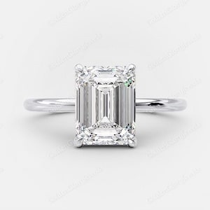 2.7ct Smaragd Schliff Moissanite Verlobungsring, Moissanite Smaragd Solitär Ring, 14k Solid Gold Ring, Jahrestag Geschenk Ring, Brautring