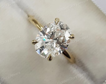 3ct Oval Moissanite Ring, Oval Cut Engagement Ring, 14k Solid Gold Promise Ring, Anniversary Gift Ring, Bridal Ring, Daily Ring