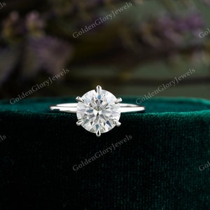 3ct Round Moissanite Ring, Round Engagement Ring, 14k Solid Gold Promise Ring,  Round Solitaire Moissanite Bridal Ring, 6 Prong Wedding Ring