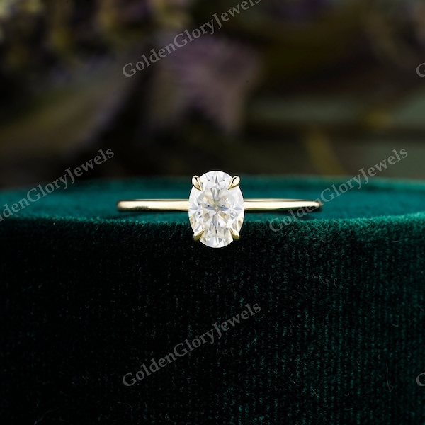 1ct Oval Moissanite Engagement Ring, Oval Solitaire Moissanite Ring, 14k Solid Gold Ring, Anniversary Gift Ring, Bridal Ring, Daily Ring