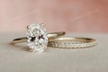 2 Ct Oval Cut Moissanite Wedding Ring Set, Moissanite Engagement Ring Set, Vintage Bridal Set, Art Deco Matching Bands, 14k/18k Gold Ring