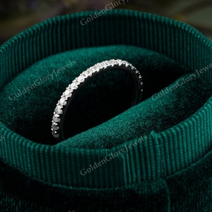 0.3tcw Micro Pave Moissanite Ring Delicate Wedding Band Anniversary Gift for Her Pave Ring Bridesmaid Gift Wedding Band in White Gold