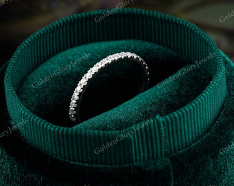 0.3tcw Micro Pave Moissanite Ring Delicate Wedding Band Anniversary Gift for Her Pave Ring Bridesmaid Gift Wedding Band in White Gold