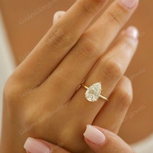 3CT Pear cut Moissanite Engagement Ring, Hidden Halo Moissanite Ring, Solitaire Pear Cut Ring, Promise Ring, Gift for her,Wedding ring