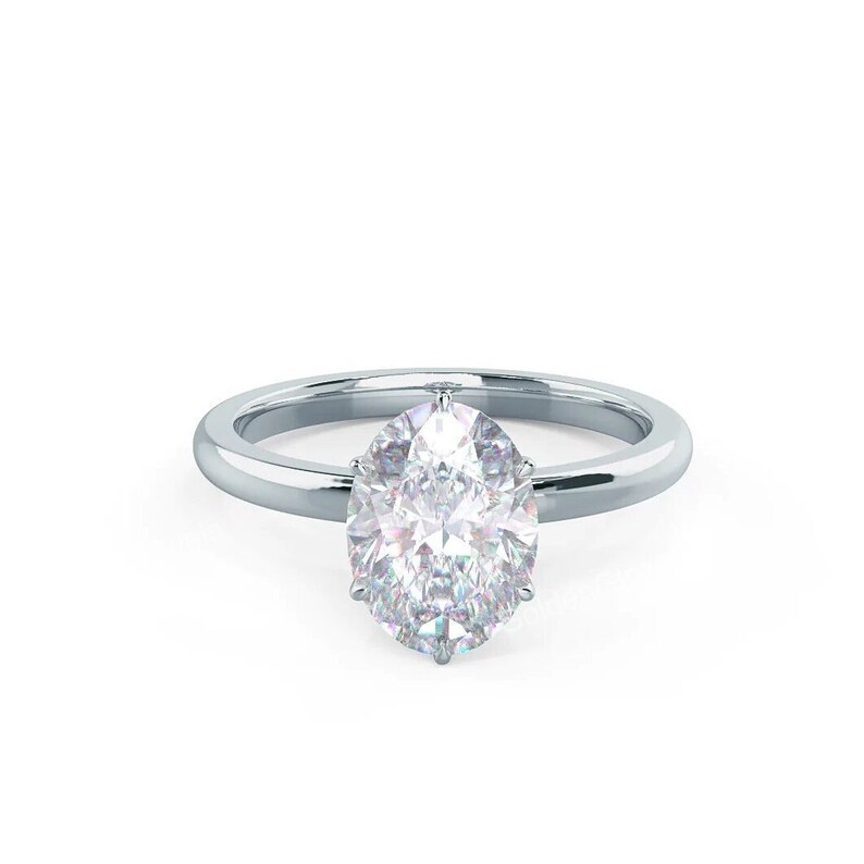1.5CT Oval Cut Moissanite Ring, Oval Engagement Ring, Wedding Proposal Ring, Anniversary Ring, 14K Yellow Gold Ring, 6 Prong Oval Ring image 6