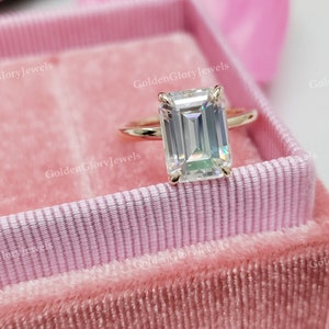 3 CT Emerald Cut Moissanite Engagement Ring, Emerald Cut Engagement Ring, Emerald Cut Solitaire, 3ct Emerald Cut, Solitaire Engagement Ring