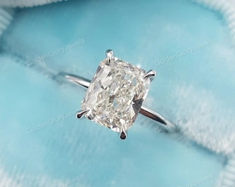 2CT Cushion Moissanite Engagement Ring ,  Cushion Cut Solitaire Ring / 14k White Gold Cushion Moissanite ring, Cushion engagement Ring