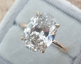 5.5ct Oval Cut Moissanite Engagement Ring, Oval Solitaire Moissanite Ring, Solid Gold Ring, Anniversary Gift Ring, Bridal Ring, Daily Ring
