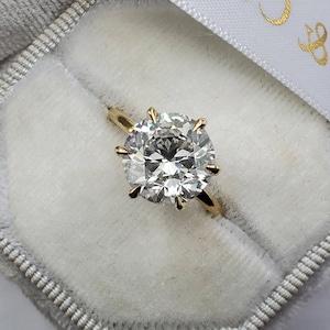 3ct Round Moissanite Ring, Round Engagement Ring, 14k Solid Gold Promise Ring,  Round Solitaire Moissanite Bridal Ring, 6 Prong Ring