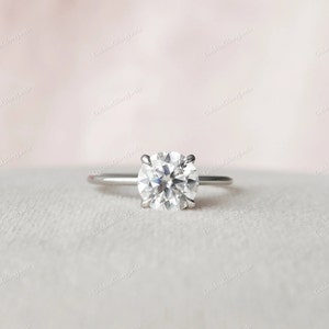 2CT Round Cut Moissanite Ring, Round Engagement Ring, Hidden-Halo Solitaire Ring, Disparate Ring, Proposal Ring, Promise Ring, Beloved Ring