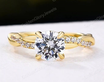 1.25 Ct Round Cut Moissanite Engagement Ring, Solitaire Moissanite Ring, Moissanite Wedding Ring, 4 Prong Promise Ring For Women