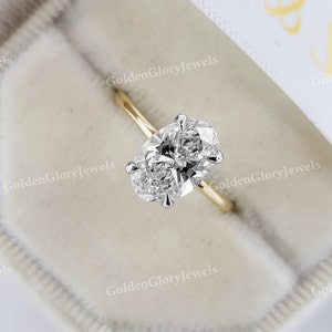 2ct Oval Cut Moissanite Engagement Ring, Oval Solitaire Moissanite Ring, 14k Solid Gold Ring, Anniversary Gift, Daily Ring, Two-Tone Ring
