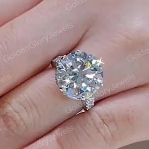 6 Ct Round Cut Moissanite Engagement Ring, Solitaire Moissanite Ring, Moissanite Wedding Ring, 6 Prong Delicate Ring, Promise Ring For Her