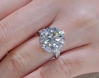 6 kt rond geslepen moissaniet verlovingsring, solitaire moissaniet ring, moissaniet trouwring, delicate ring 6 griffen, beloftering voor haar
