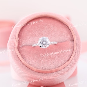 3Ct Round Cut Moissanite Ring, Round Engagement Ring With Halo, Moissanite Wedding Ring, Anniversary Ring, Gift For Her, Cathedral Shank
