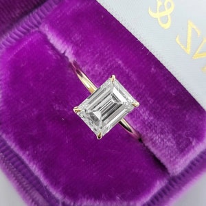 4 CT Emerald Cut Moissanite Engagement Ring, Simple Ring, Emerald Solitaire, 4ct Emerald Cut, Solitaire Engagement Ring, Emerald Ring